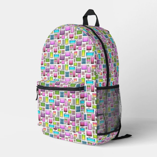 Precious stones and mother of pearl  printed backpack (Back Corner Right)