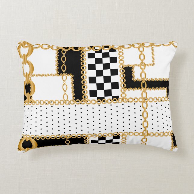 Precious stones, gold chains, seamless pattern. decorative cushion (Front)
