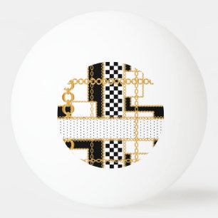 Precious stones, gold chains, seamless pattern. ping pong ball