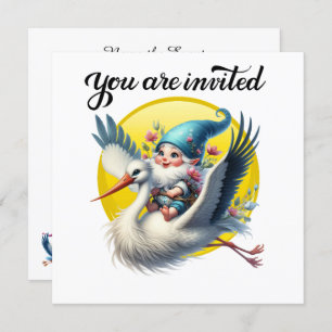 Precious Stork and Gnome Invitation