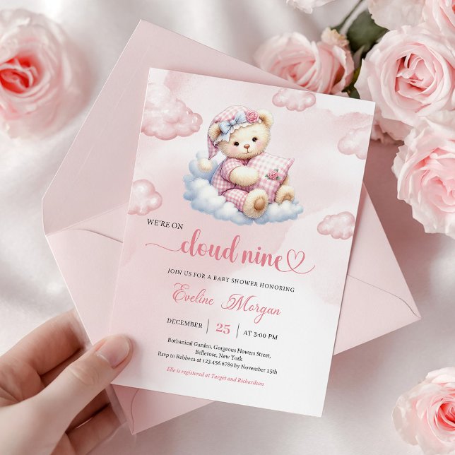 Precious Teddy Bear Baby Shower Invite Cloud 9 (Precious Teddy Bear Baby Shower Invite Cloud 9)