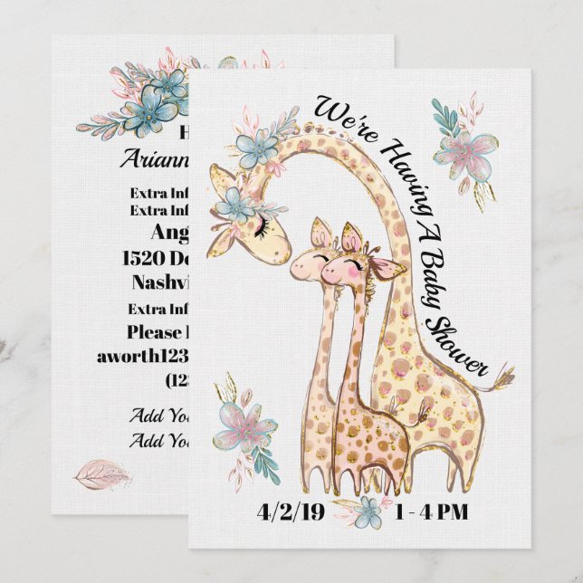 Precious Twins Baby Shower Invitation (Front/Back)