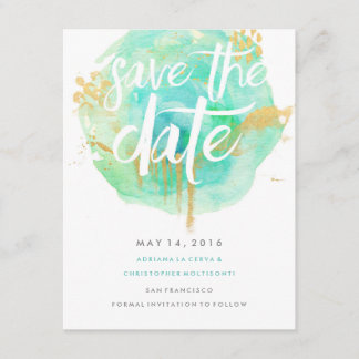 Precious Watercolor Save the Date Blue