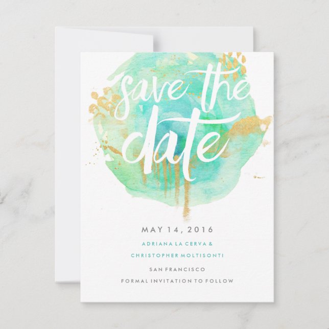 Precious Watercolor Save the Date Blue (Front)