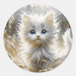 Precious White Kitten Classic Round Sticker