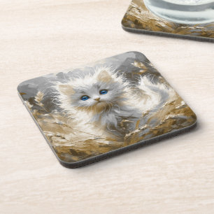 Precious White Kitten Coaster