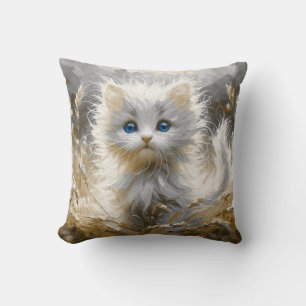 Precious White Kitten Cushion