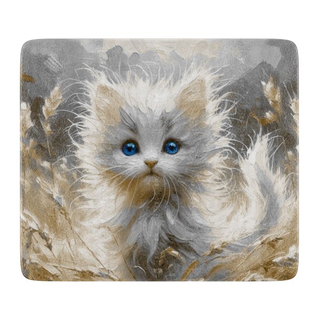 Precious White Kitten  Cutting Board (Front)