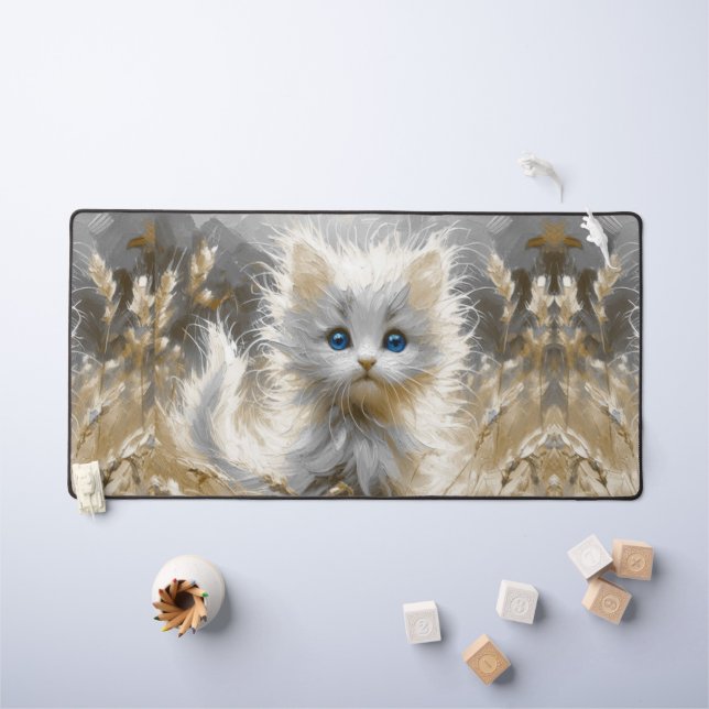 Precious White Kitten  Desk Mat (Kids Table)