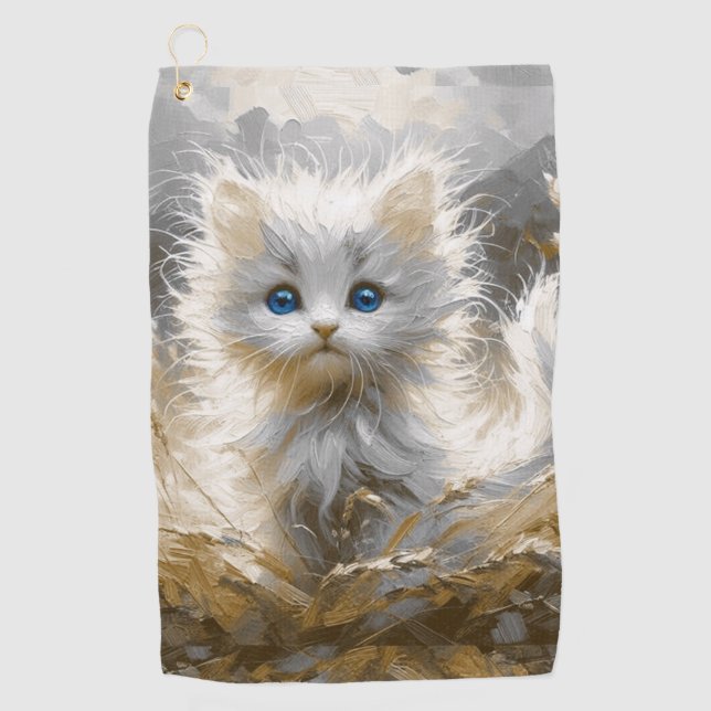 Precious White Kitten  Golf Towel (Front)
