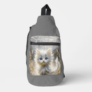 Precious White Kitten  Sling Bag