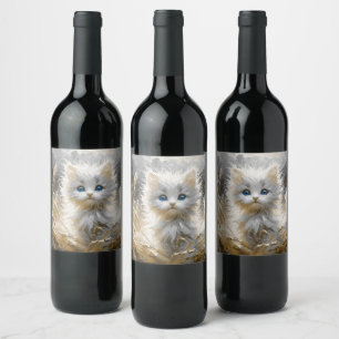 Precious White Kitten  Wine Label