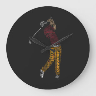 Precision Balance Consistency Golf Typography Play Large Clock