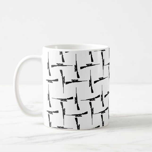 Precision Pursuit: Hunting Motif Black and White P Coffee Mug (Left)