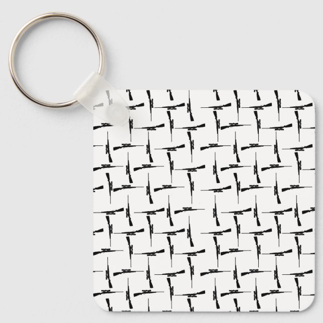 Precision Pursuit: Hunting Motif Black and White P Key Ring (Front)