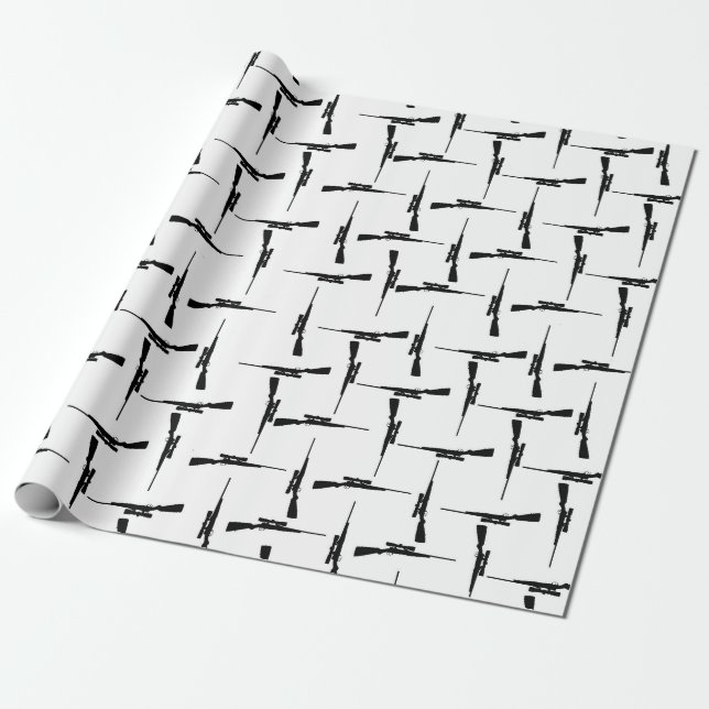 Precision Pursuit: Hunting Motif Black and White P Wrapping Paper (Unrolled)