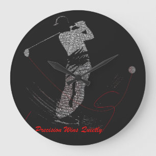 Precision Wins Quietly Golf Typography Motivationa Large Clock