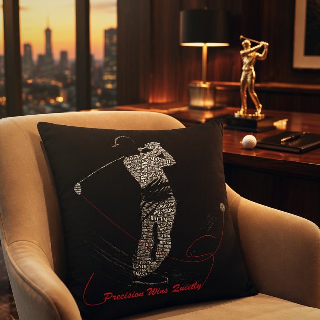 Precision Wins Quietly Golf Word Art Cushion (Creator Uploaded)