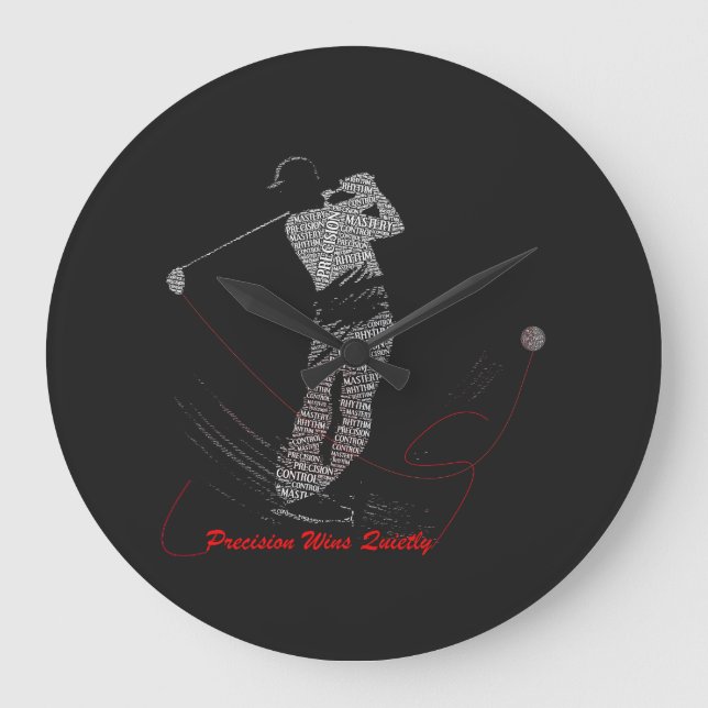 Precision Wins Quietly Golf Word Art Large Clock (Front)