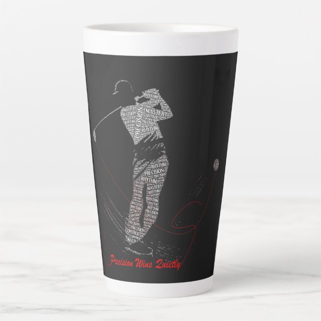 Precision Wins Quietly Golf Word Art Latte Mug (Front)