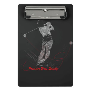 Precision Wins Quietly Golf Word Art Mini Clipboard