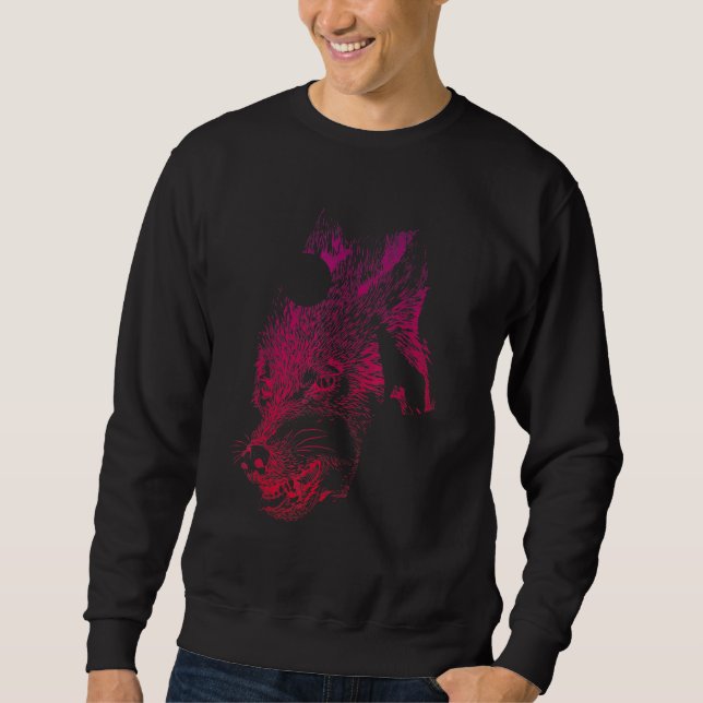 Predator Animal Forest Wildlife Wolf Portrait Wolf Sweatshirt (Front)