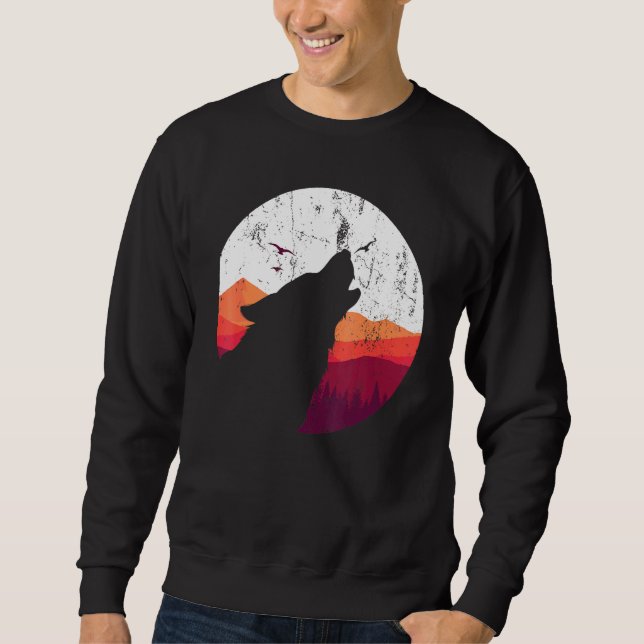 Predator Animal Howling Wolf Full Moon Wolf Sweatshirt (Front)