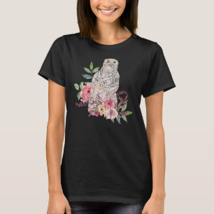 Predator Bird Forest Animal Roses Flowers Owl 1 T-Shirt