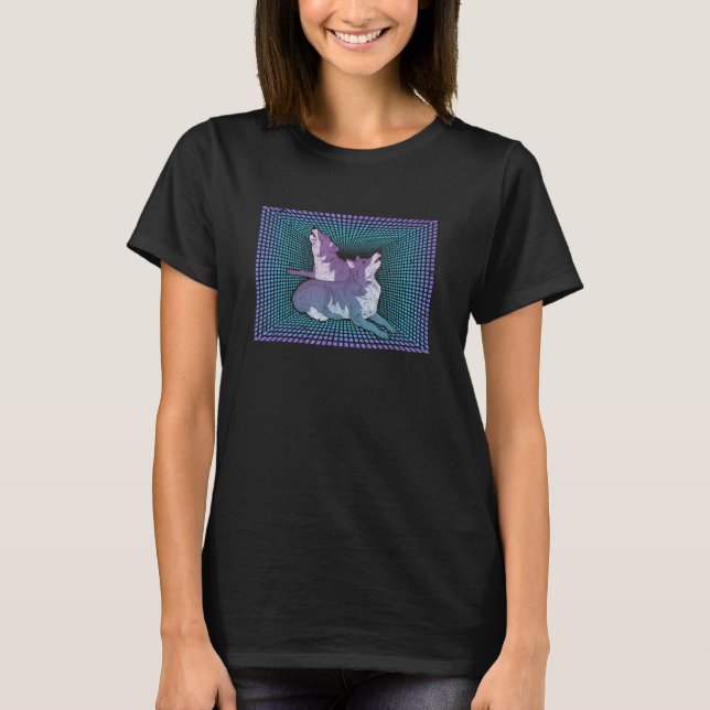 Predator Wolf Synthwave Animal Retro 80s Art Vapou T-Shirt (Front)