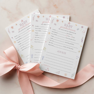 Prediction Advice Baby Shower Game Pastel Flowers Card