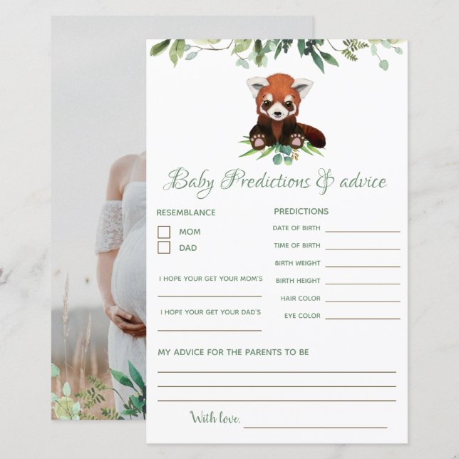 Predictions & Advice Baby Shower Budget Card (Front/Back)