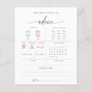 Predictions Advice Baby Shower Game Card