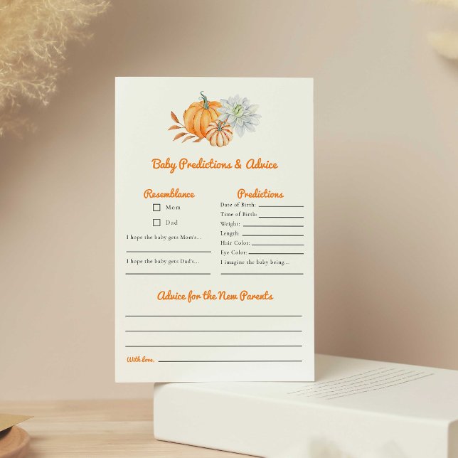 Predictions & Advice Baby Shower Game Fall Pumpkin (Creator Uploaded)