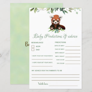 Predictions & Advice Baby Shower Games Red Panda