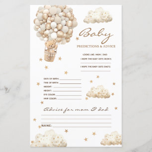 Predictions & Advice Cute Bear Neutral Baby Shower