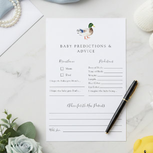 Predictions & Advice Duck Baby Shower Game 