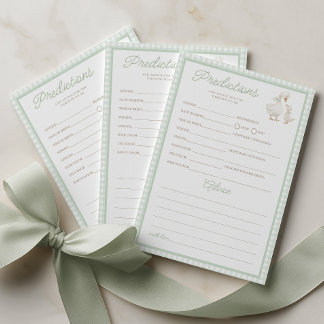 Predictions Advice Silly Goose Baby Shower Game Card