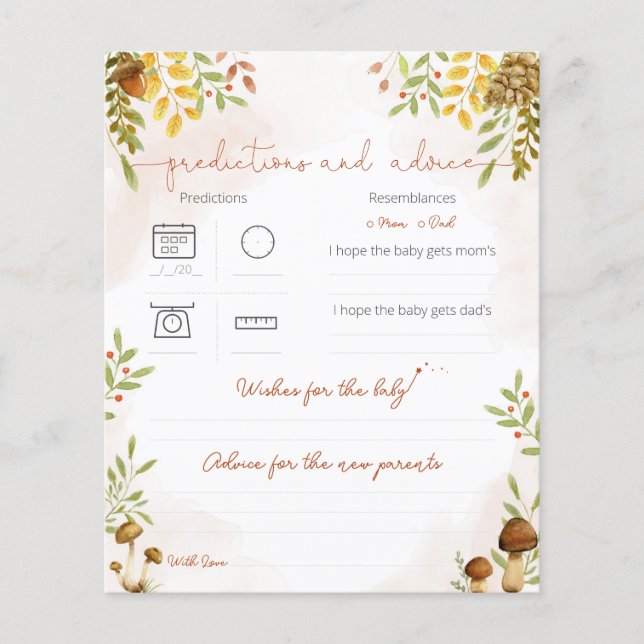 Predictions and Advice, Woodland Baby Shower  (Front)