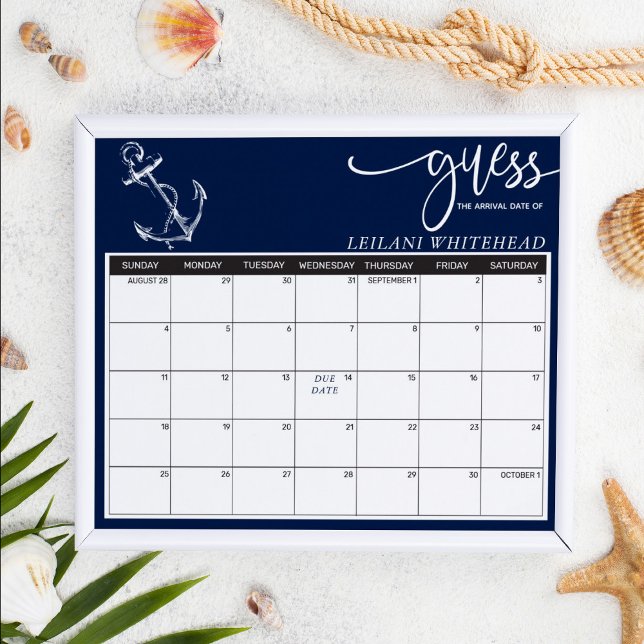 Predictions Baby Shower Nautical Anchor Navy Blue Poster (Creator Uploaded)