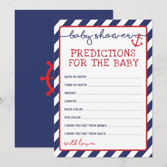 Predictions for Baby Boy Nautical Shower Game Invitation (Front/Back)