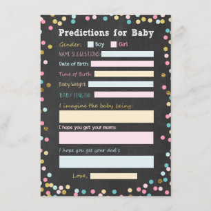 Predictions for Baby Gender reveal game Activity Invitation
