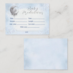 Predictions Over The Moon Blue Baby Shower Game Enclosure Card