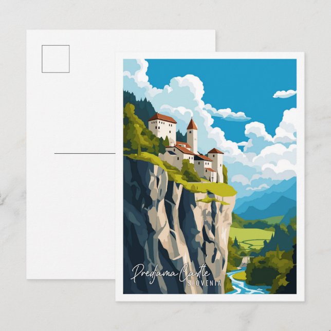 Predjama Castle Slovenia vintage travel Postcard (Front/Back)