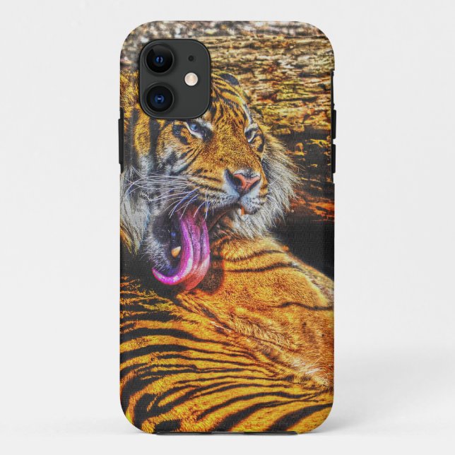 Preening Sumatran Tiger Big Cat Wildlife Art Case-Mate iPhone Case (Back)