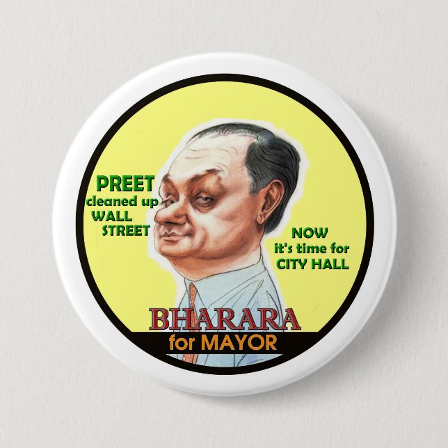 Preet Bharara for NYC Mayor 2017 7.5 Cm Round Badge (Front)