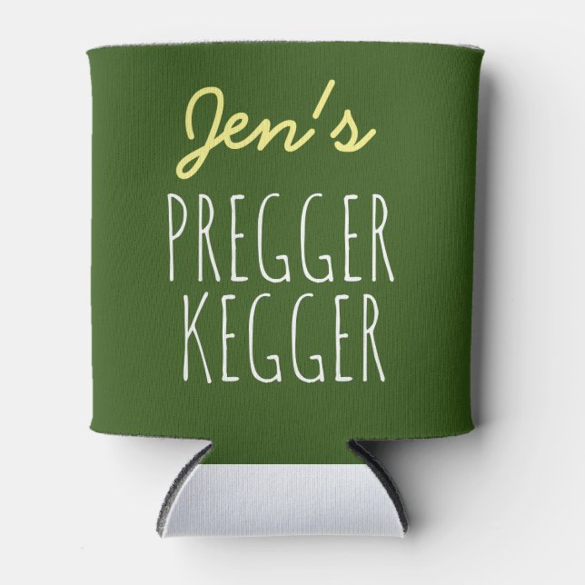 Pregger Kegger coed baby shower can coolers, baby  Can Cooler (Front)