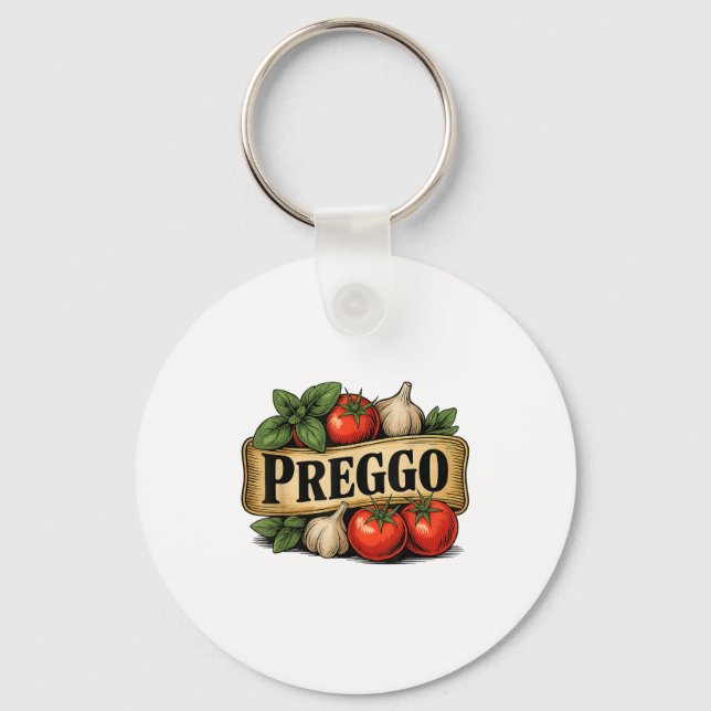 Preggo Costume Pregnancy Announcement Prego Pasta  Key Ring (Front)