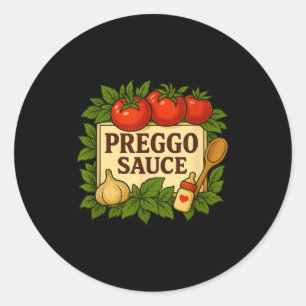 Preggo Sauce Costume Funny Pregnancy Announcement Classic Round Sticker