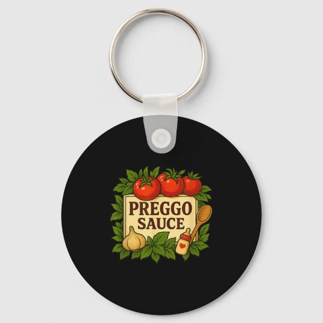 Preggo Sauce Costume Funny Pregnancy Announcement  Key Ring (Front)