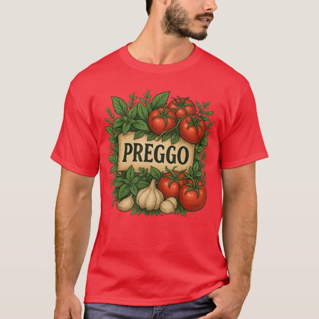 Preggo Sauce Costume Pregnancy Announcement Prego  T-Shirt (Front)